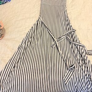 LOFT Navy and White Striped Dress